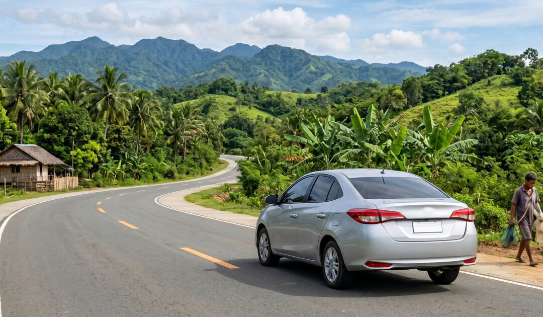 A Toyota Vios on a Philippine provincial road